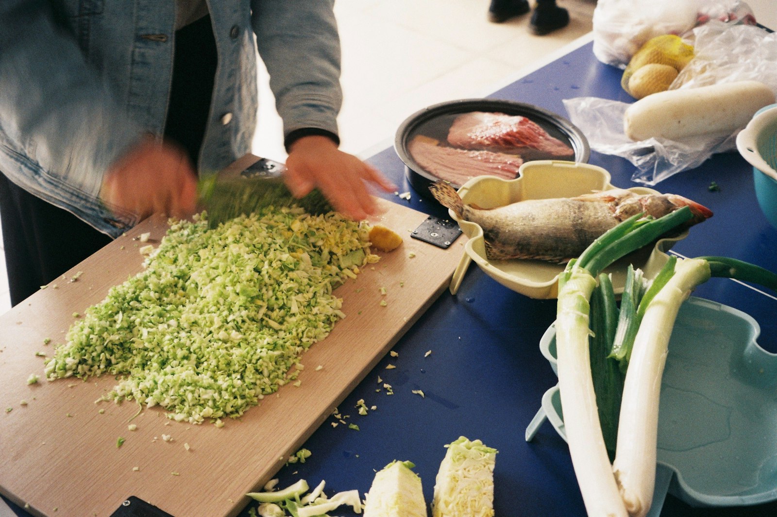 Hands plating food